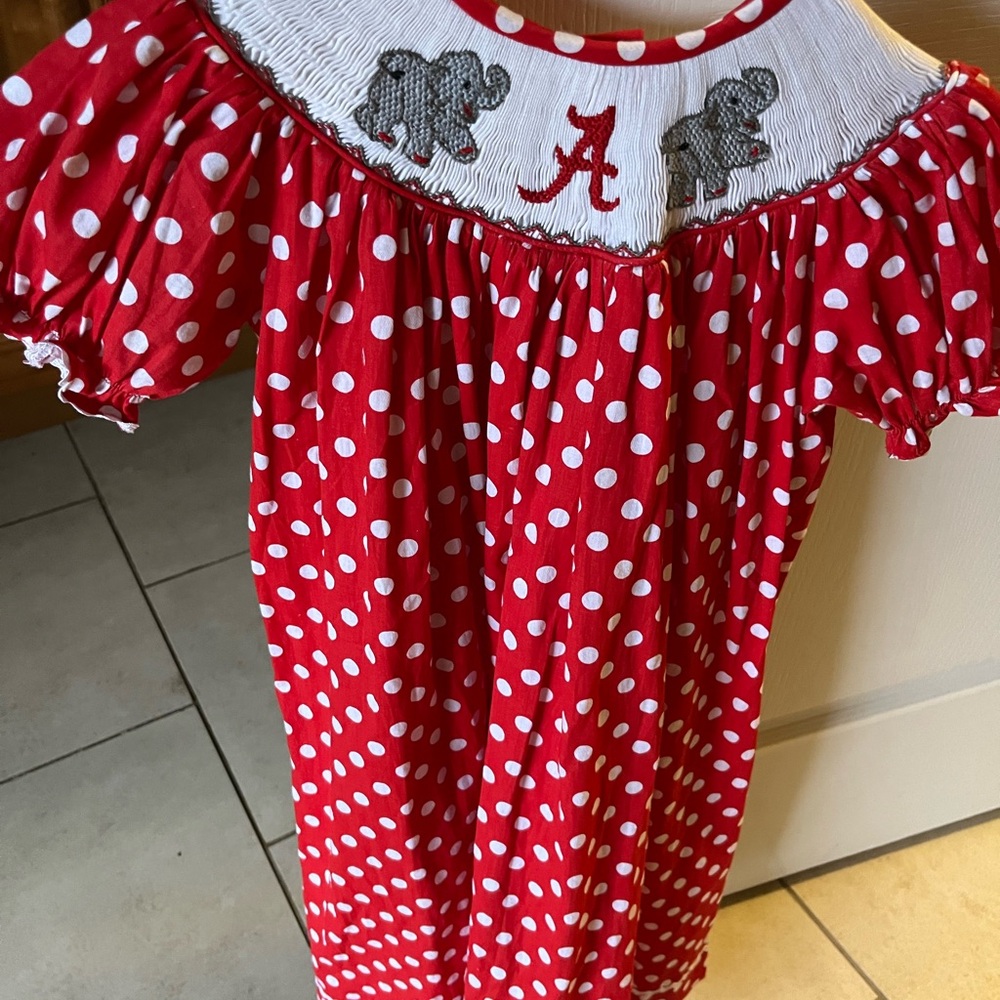 Red  Alabama Polka Dot Kids Dress